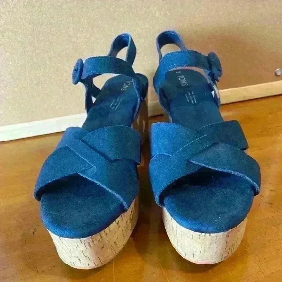 TOMS Majolica wedge sandals 9W never worn - Picture 3 of 8